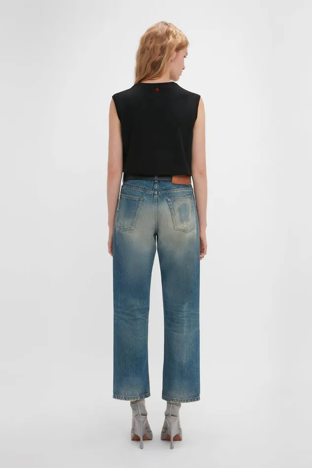 Jeans Women Victoria Beckham Relaxed Straight Leg Jean In Antique Indigo Wash