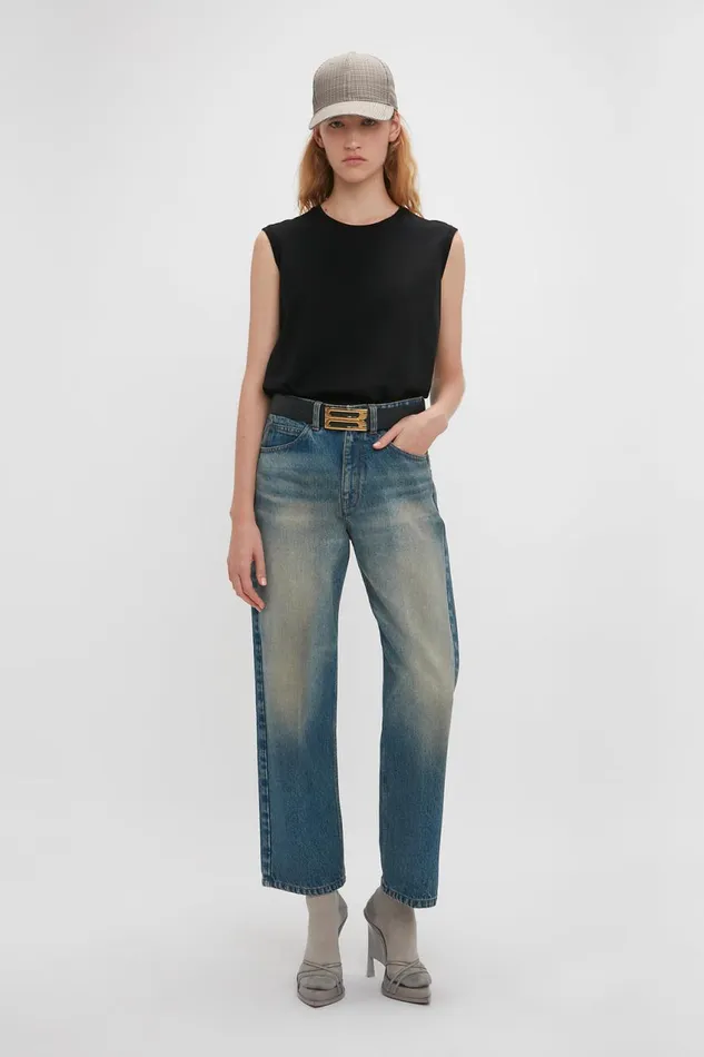 Jeans Women Victoria Beckham Relaxed Straight Leg Jean In Antique Indigo Wash