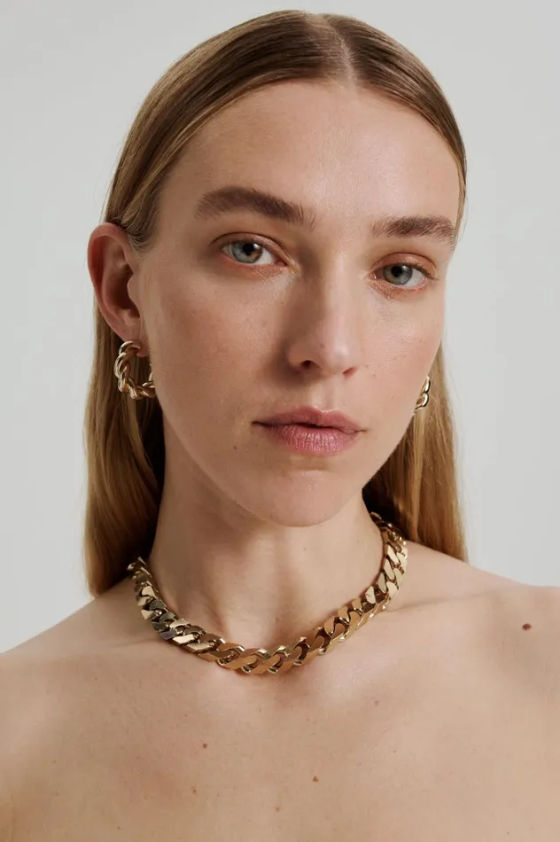 Jewelry Women Scanlan Theodore CHUNKY FLAT CHAIN CHOKER Lightgold