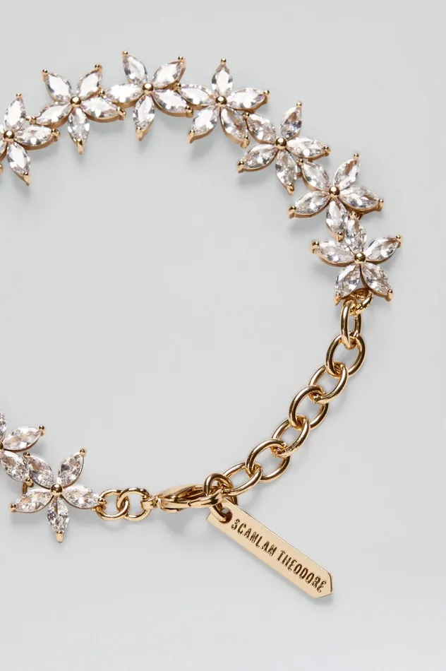 Jewelry Women Scanlan Theodore CRYSTAL FLOWER BRACELET Lightgoldcrystal