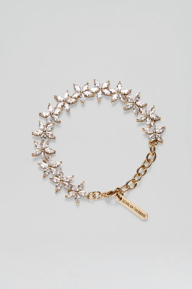Jewelry Women Scanlan Theodore CRYSTAL FLOWER BRACELET Lightgoldcrystal