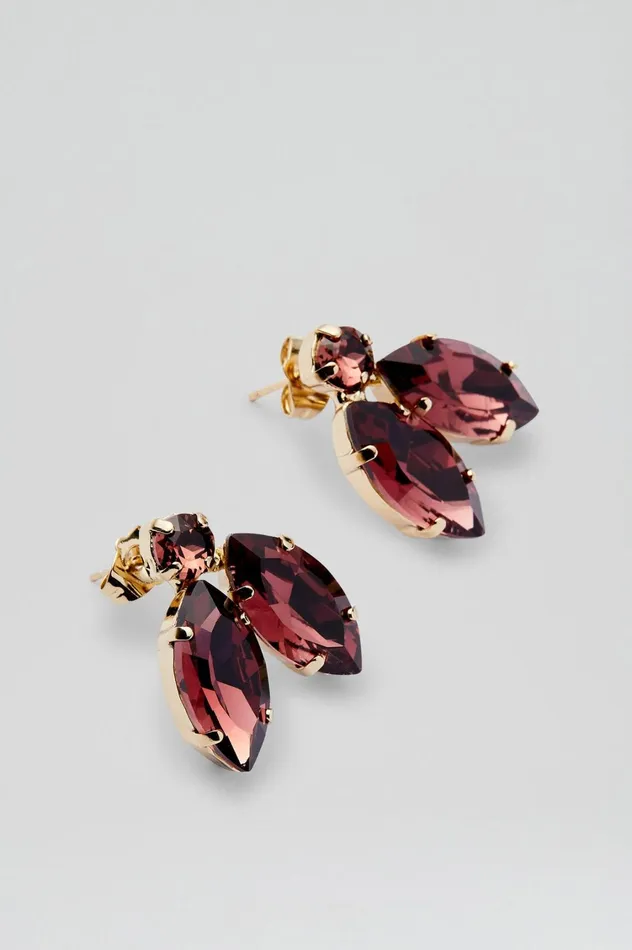 Jewelry Women Scanlan Theodore CRYSTAL LEAF EARRINGS Mulberry