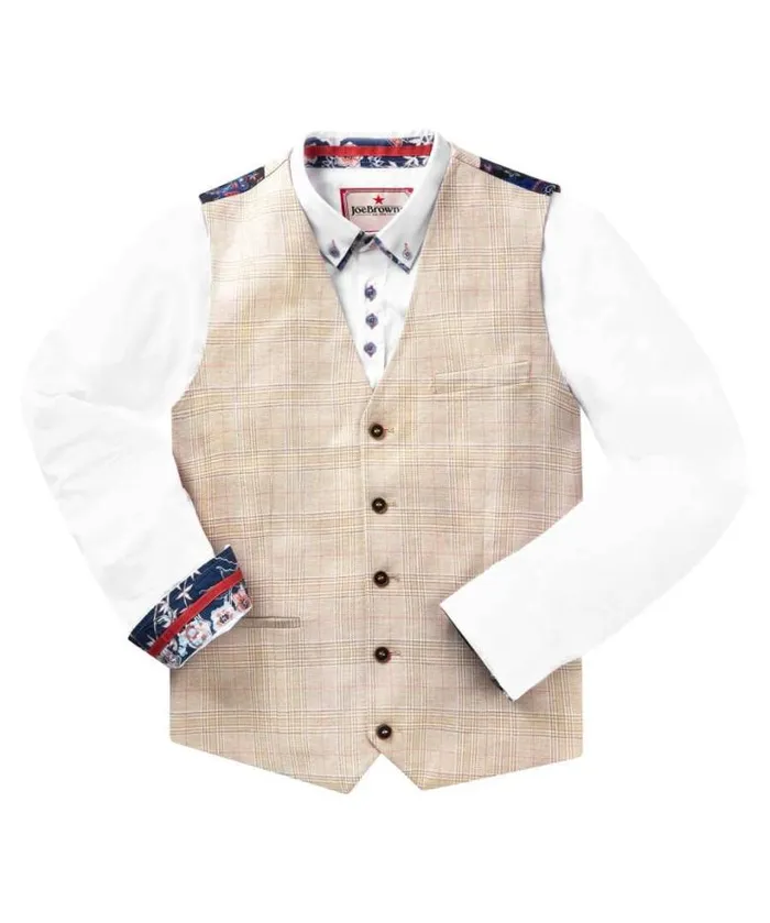 Joe Browns Coats and Jackets Men Delightful Check Waistcoat Cream Joe Browns Coats and Jackets Men Delightful Check Waistcoat Cream