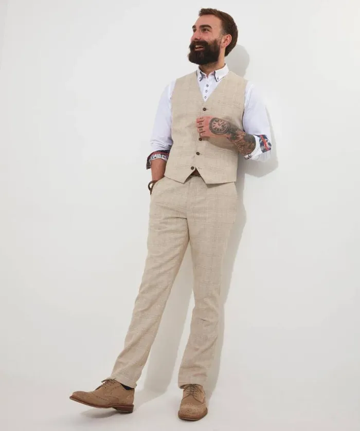 Joe Browns Coats and Jackets Men Delightful Check Waistcoat Cream Joe Browns Coats and Jackets Men Delightful Check Waistcoat Cream
