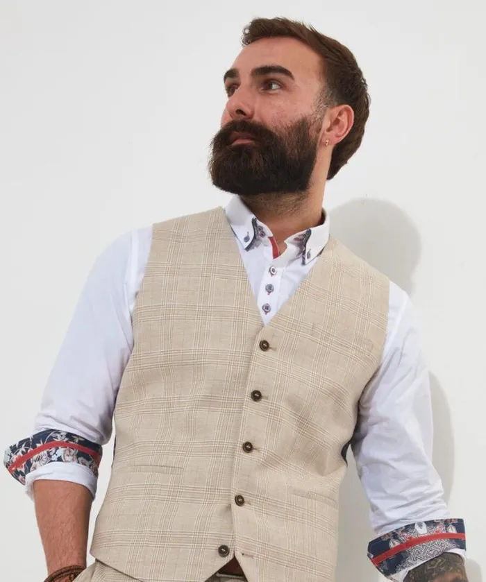 Joe Browns Coats and Jackets Men Delightful Check Waistcoat Cream Joe Browns Coats and Jackets Men Delightful Check Waistcoat Cream
