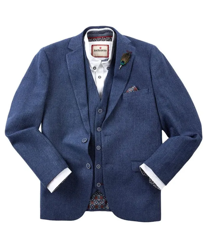 Joe Browns Coats and Jackets Men Handsome Herringbone Blazer Navy Joe Browns Coats and Jackets Men Handsome Herringbone Blazer Navy