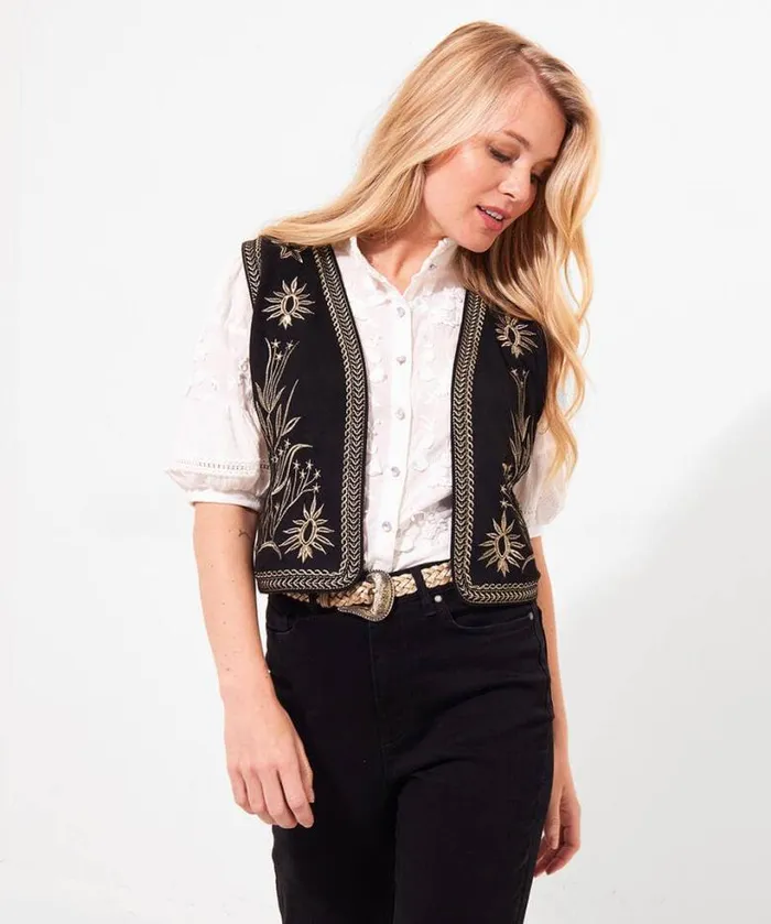 Joe Browns Coats and Jackets Women Enchanting Embroidered Waistcoat Black