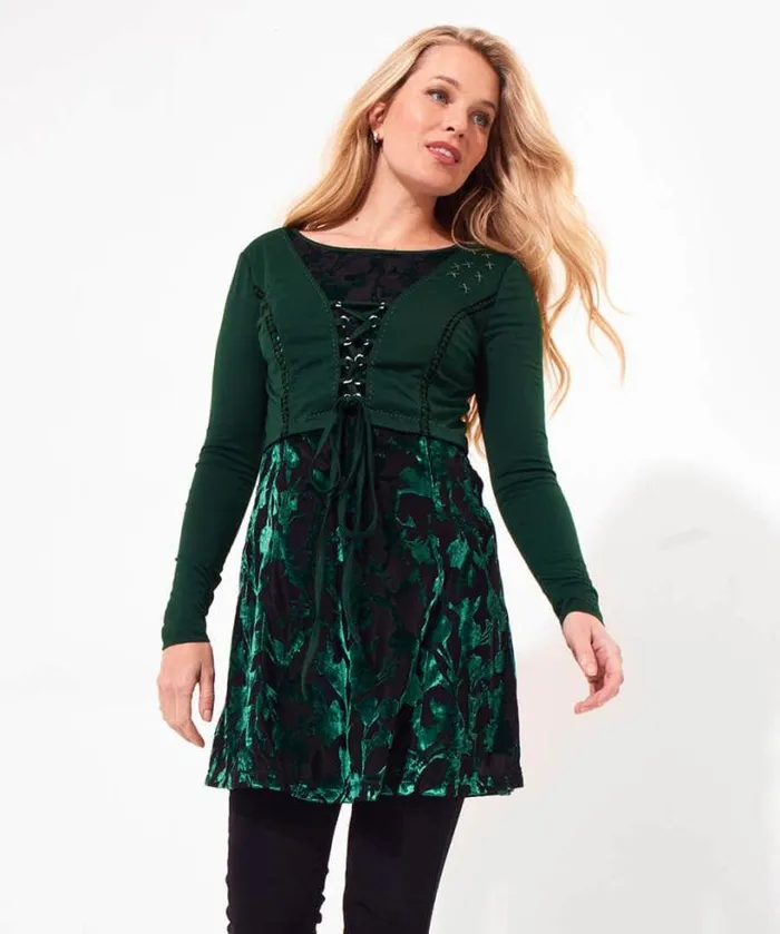 Joe Browns Dresses Women Darling Devore Tunic Emerald Joe Browns Dresses Women Darling Devore Tunic Emerald