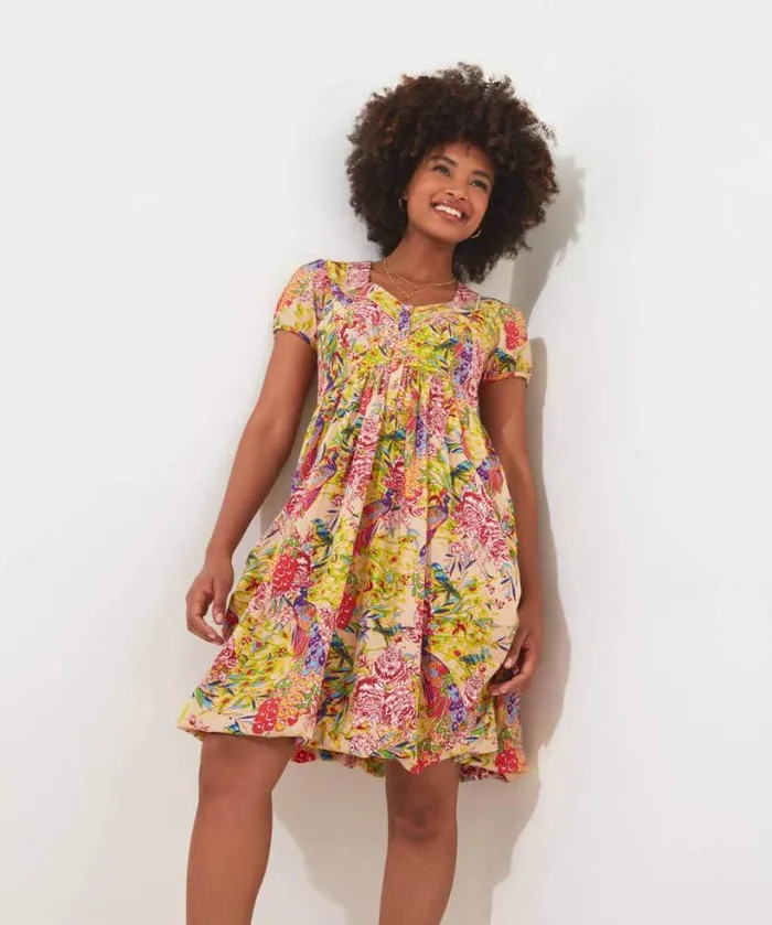 Joe Browns Dresses Women Perfect Peacock Button Front Dress Yellow