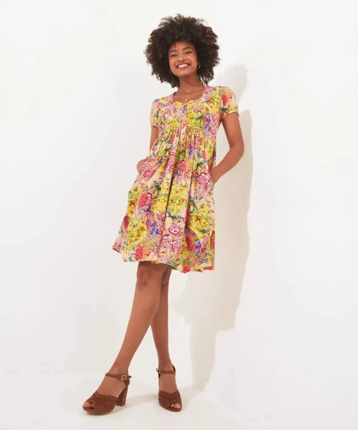 Joe Browns Dresses Women Perfect Peacock Button Front Dress Yellow Joe Browns Dresses Women Perfect Peacock Button Front Dress Yellow