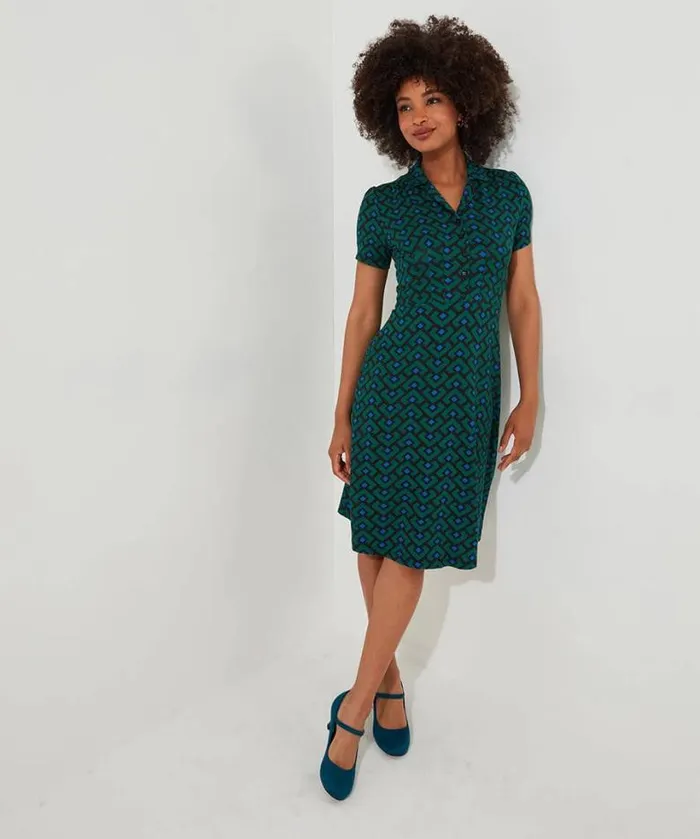 Joe Browns Dresses Women Vintage Vibes Jersey Dress Green
