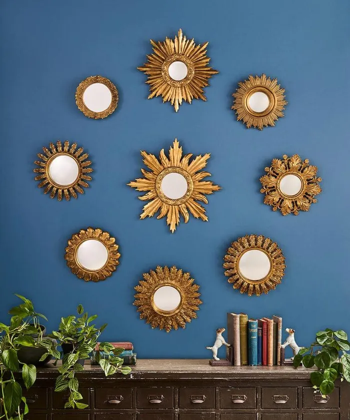 Joe Browns Home Accessories Homeware Set Of 9 Endless Gold Framed Mirrors Gold