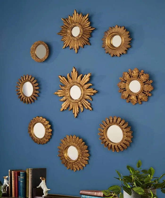 Joe Browns Home Accessories Homeware Set Of 9 Endless Gold Framed Mirrors Gold