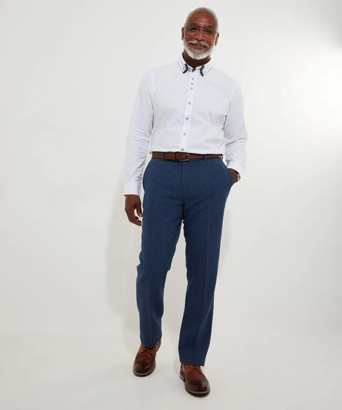 Joe Browns Jeans and Trousers Men Handsome Herringbone Trousers Navy