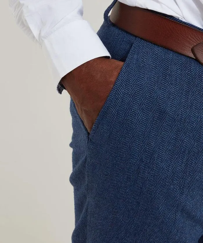 Joe Browns Jeans and Trousers Men Handsome Herringbone Trousers Navy Joe Browns Jeans and Trousers Men Handsome Herringbone Trousers Navy