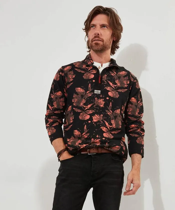 Joe Browns TShirts and Tops Men Autumn Print Funnel Orange