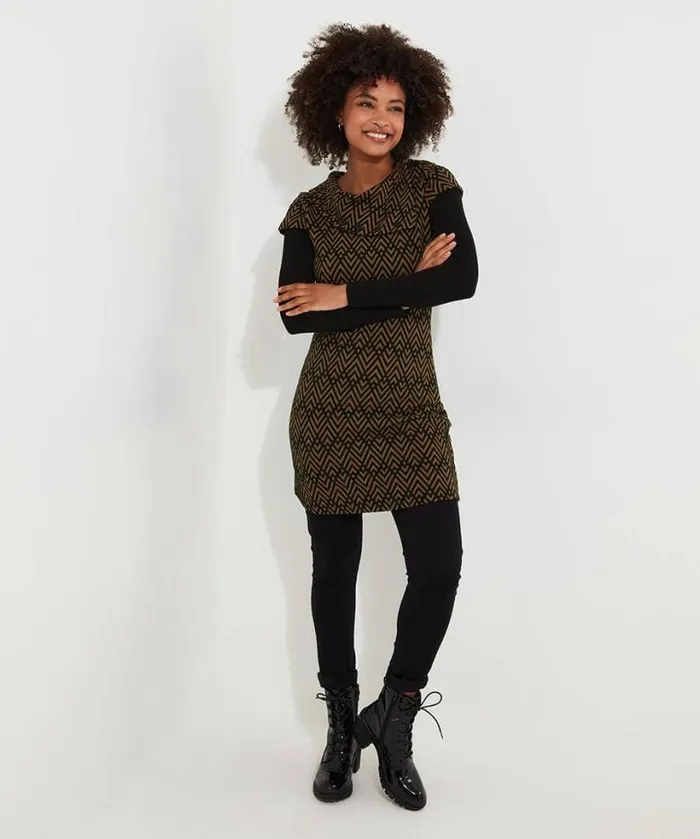 Joe Browns Tops Tunics and Blouses Women Geo Jacquard Layered Tunic Brown Joe Browns Tops Tunics and Blouses Women Geo Jacquard Layered Tunic Brown