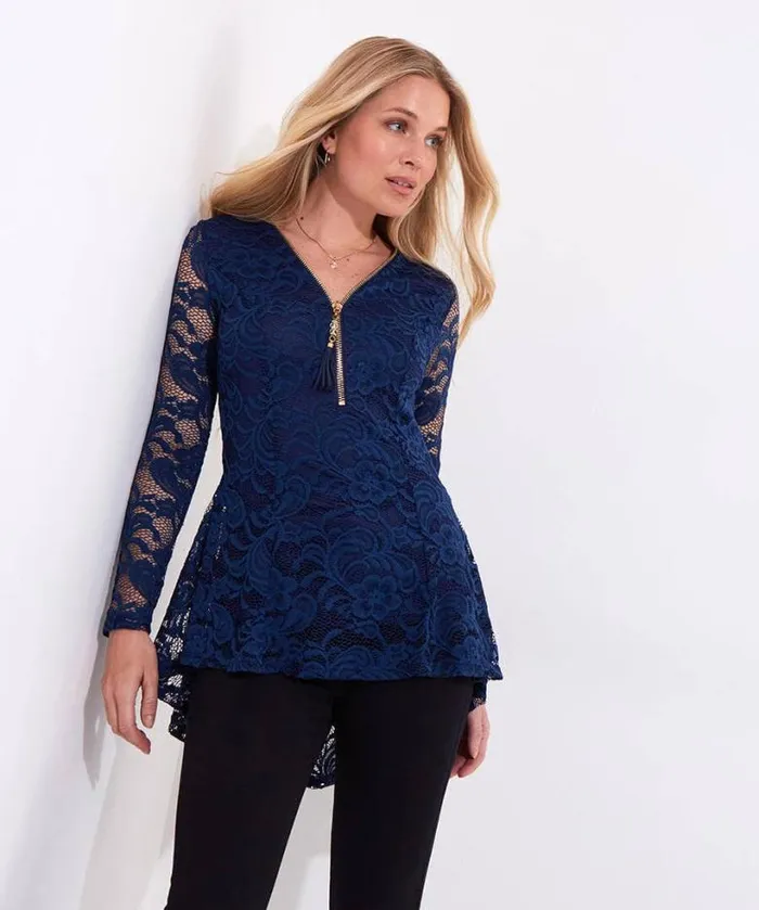 Joe Browns Tops Tunics and Blouses Women Loretta Lace Zip Top Teal