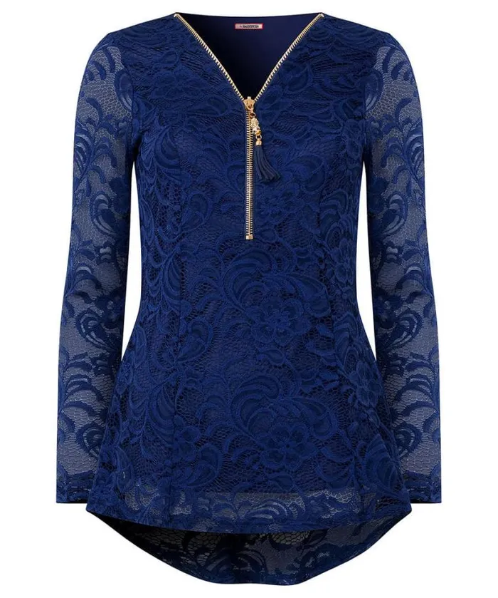 Joe Browns Tops Tunics and Blouses Women Loretta Lace Zip Top Teal Joe Browns Tops Tunics and Blouses Women Loretta Lace Zip Top Teal