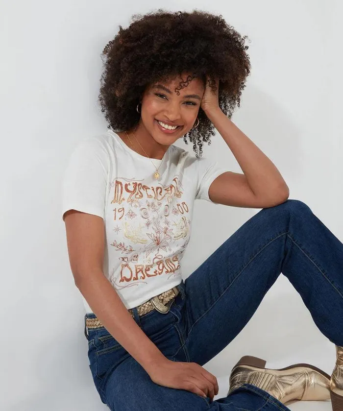 Joe Browns Tops Tunics and Blouses Women Mystical Magic TShirt Cream