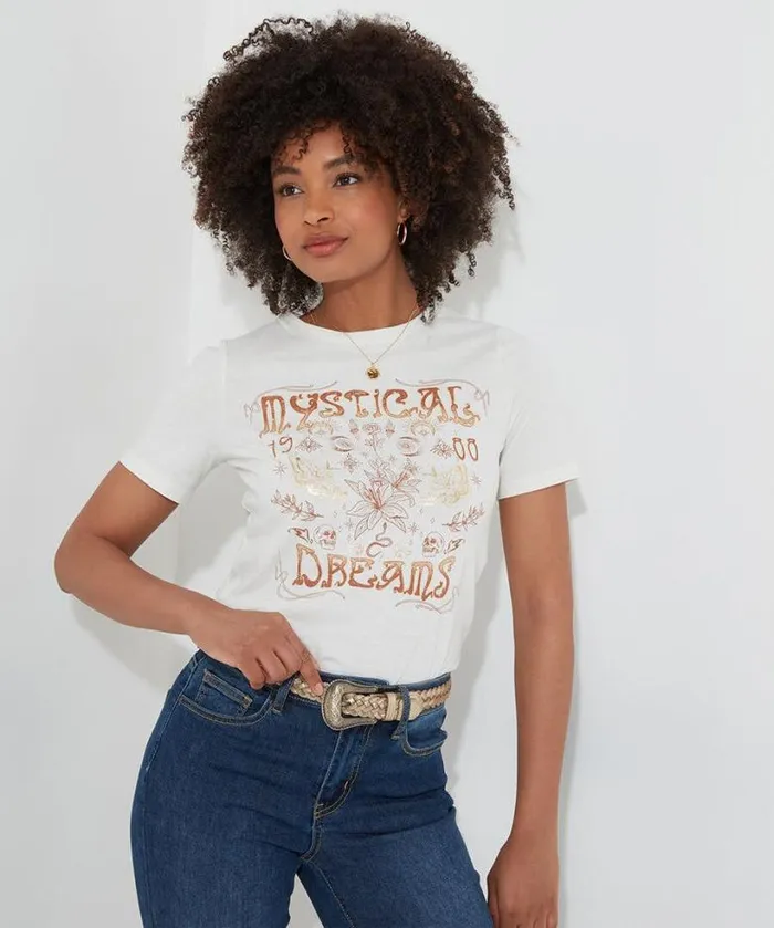 Joe Browns Tops Tunics and Blouses Women Mystical Magic TShirt Cream Joe Browns Tops Tunics and Blouses Women Mystical Magic TShirt Cream