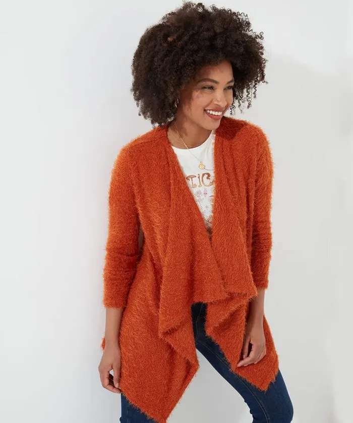 Joe Browns Tops Tunics and Blouses Women Waterfall Cardigan Orange