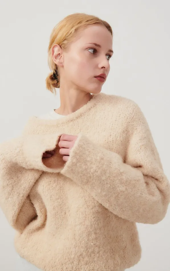 Jumper Zolly Light Beige Melange Women American Vintage Jumpers and Cardigans Jumper Zolly Light Beige Melange Women American Vintage Jumpers and Cardigans