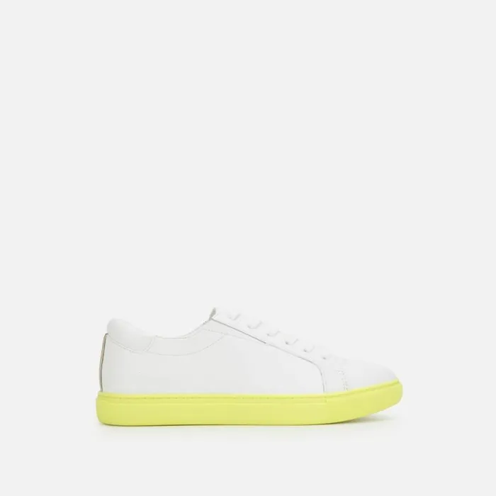 Kam Accent Leather Sneaker Whiteneon Yellow Women Kenneth Cole Sneakers