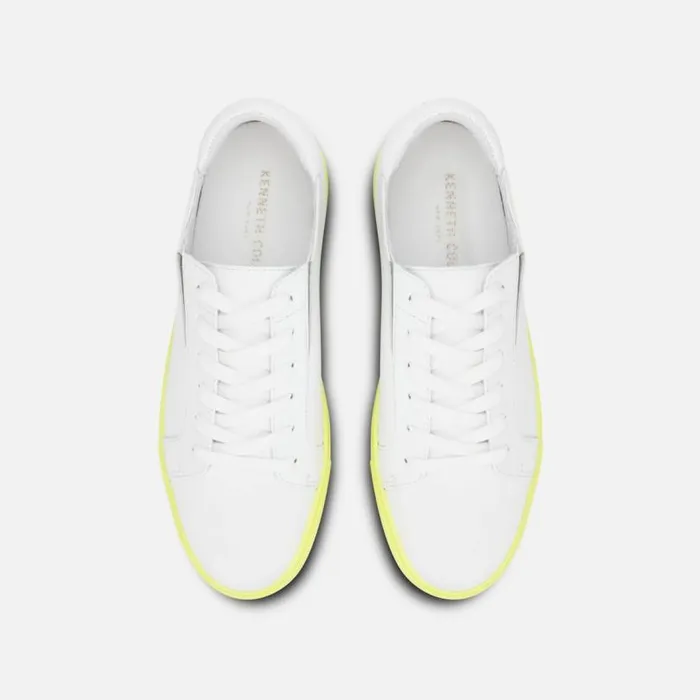 Kam Accent Leather Sneaker Whiteneon Yellow Women Kenneth Cole Sneakers