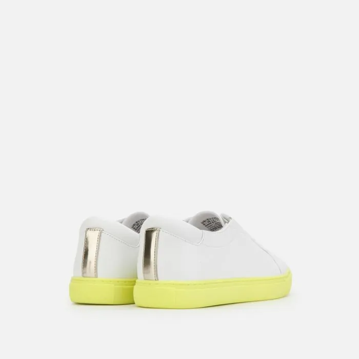 Kam Accent Leather Sneaker Whiteneon Yellow Women Kenneth Cole Sneakers