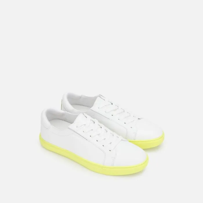 Kam Accent Leather Sneaker Whiteneon Yellow Women Kenneth Cole Sneakers