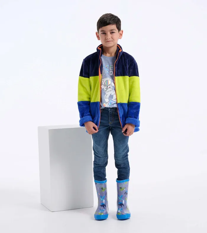 Kids Blue and Green Fleece Jacket Hatley