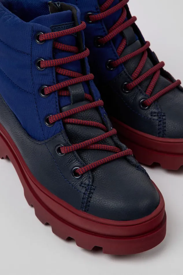 Kids Brutus GORETEX Blue Leather And Textile Boots Camper Boots
