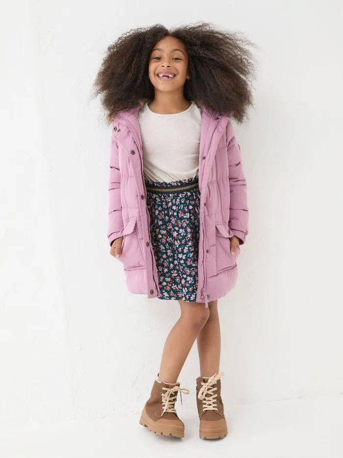 Kids Coats and Jackets Fat Face Lily Dusky Purple Waterproof Longline Padded Coat Kids Coats and Jackets Fat Face Lily Dusky Purple Waterproof Longline Padded Coat
