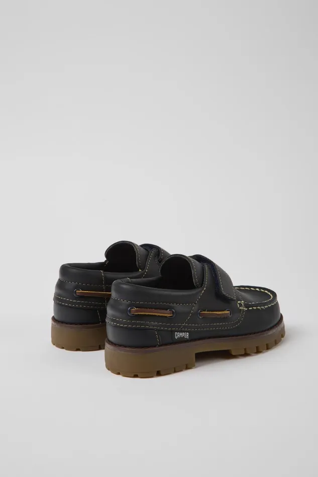 Kids Compas Dark Blue Leather Shoes For Kids Camper Hook And Loop Kids Compas Dark Blue Leather Shoes For Kids Camper Hook And Loop