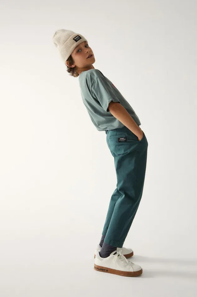 Kids Green Chinorib Trousers Ecoalf Trousers