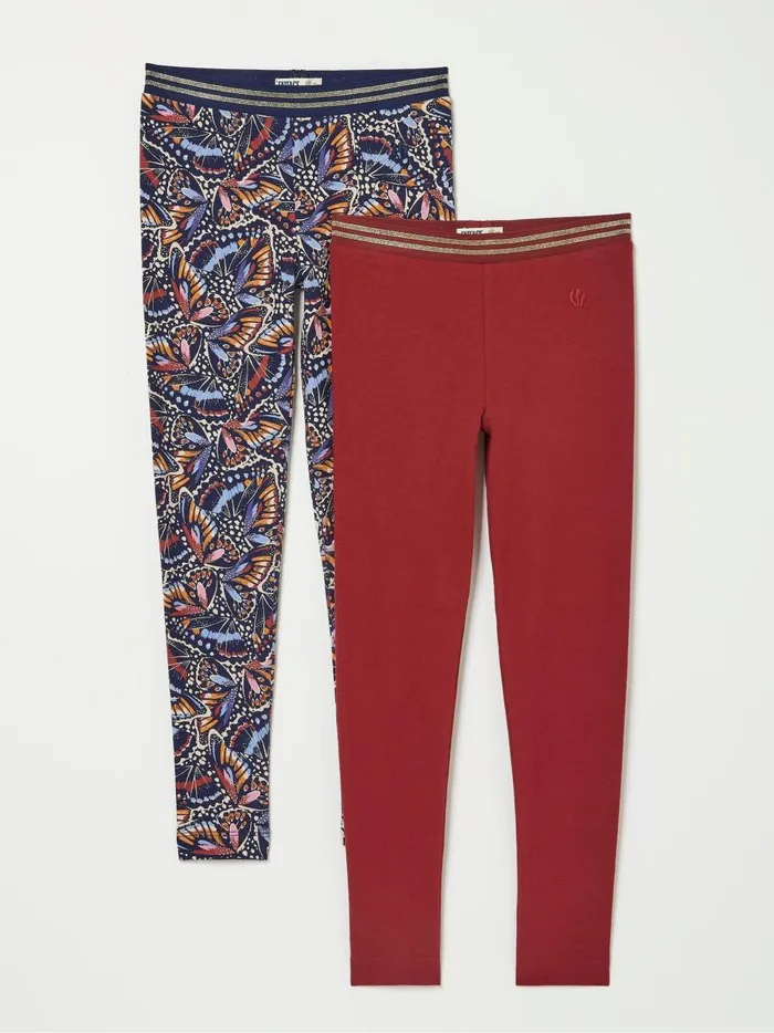 Kids Jeans and Leggings Fat Face Blue 2 Pack Butterfly Legging