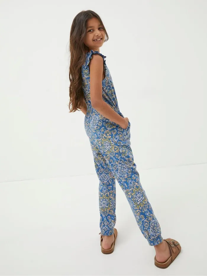Kids Jumpsuits and Playsuits Fat Face Blue Aztec Jersey Printed Jumpsuit