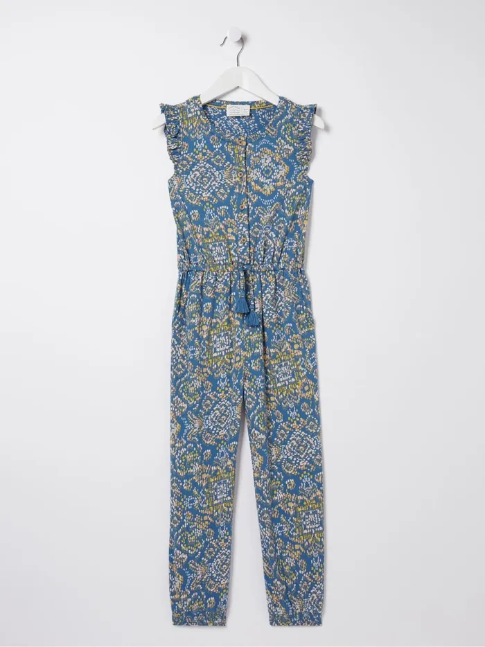 Kids Jumpsuits and Playsuits Fat Face Blue Aztec Jersey Printed Jumpsuit