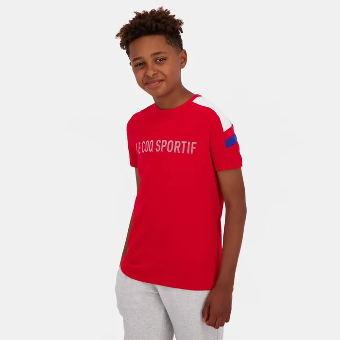 Kids Le Coq Sportif Tshirts Tricolore Tshirt Enfant Pur Rouge