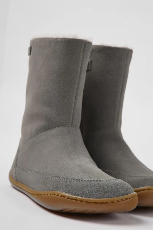 Kids Peu Gray Nubuck Boots For Kids Camper Boots