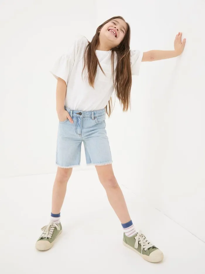 Kids Shorts Fat Face Blue Denim Bermuda Shorts