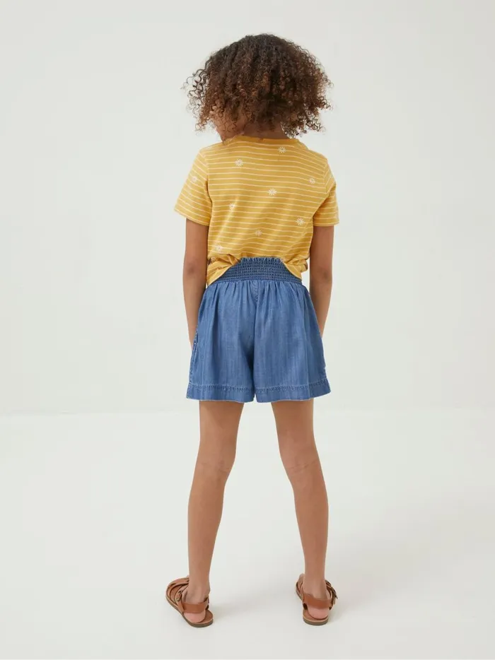 Kids Shorts Fat Face Blue Embroidered Chambray Flippy Shorts