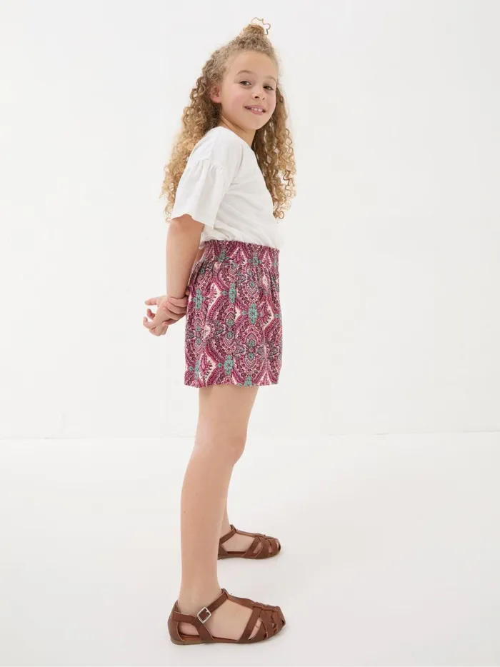 Kids Shorts Fat Face Purple Paisley Print Flippy Shorts
