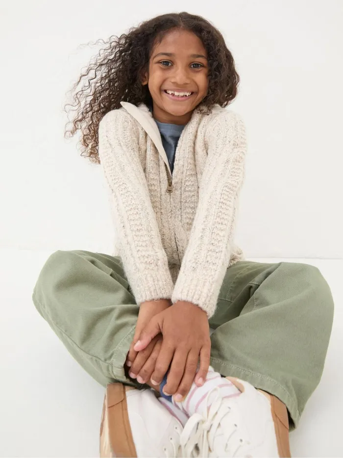 Kids Sweatshirts and Hoodies Fat Face Alicia Cream Knit Hoodie