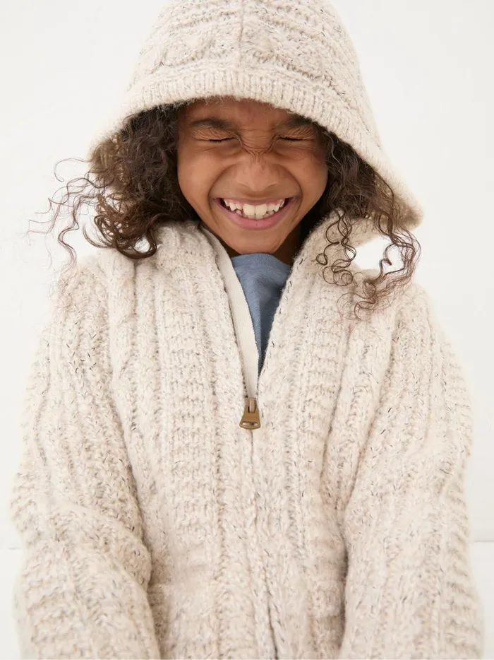 Kids Sweatshirts and Hoodies Fat Face Alicia Cream Knit Hoodie