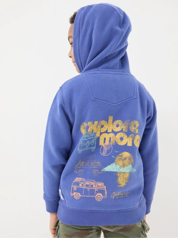 Kids Sweatshirts and Hoodies Fat Face Blue Graphic Popover Hoodie