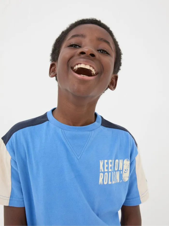 Kids TShirts and Polos Fat Face Blue Colourblock Jersey TShirt