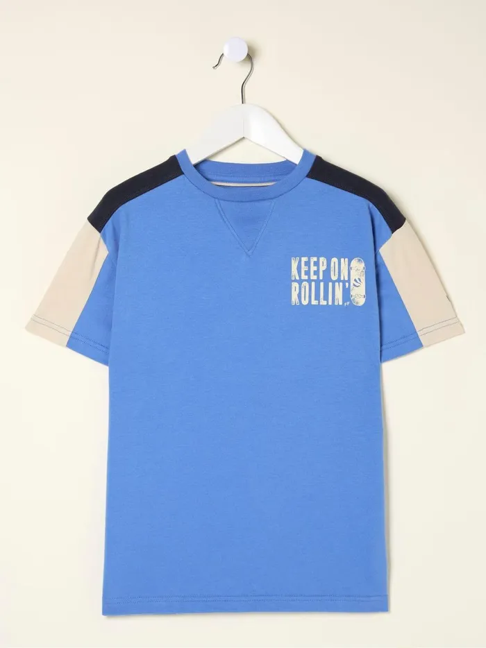 Kids TShirts and Polos Fat Face Blue Colourblock Jersey TShirt