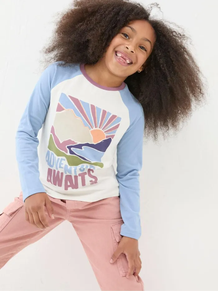 Kids Tops and TShirts Fat Face White Colourblock Graphic TShirt Kids Tops and TShirts Fat Face White Colourblock Graphic TShirt